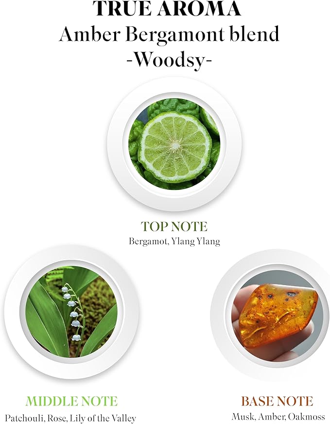 Amber Bergamot Essential Oil| Bergamot Essential Oil for Aroma Diffusers | Pure Aromatherapy Essential Oils | 100% Natural Bergamot Oil for Diffuser | Essential Oil Blends - 10 ML