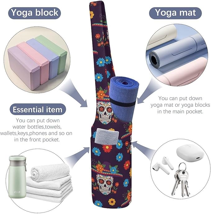Meaudiwes Large Size Yoga Mat Bag with Long Strap, Yoga Mats Carrier Storage Bag, Exercise Mat Holder Accessories