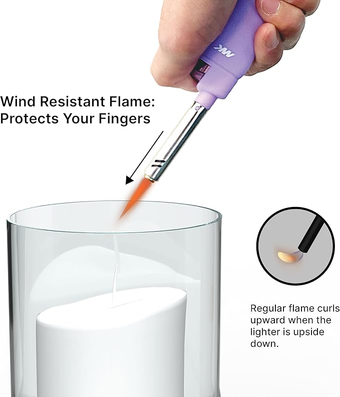 MK Candle Lighter, Butane Refillable Wind-Resistant Flame, 5-Pack for BBQ, Camping, Outdoor Use (Harmony-5PC)
