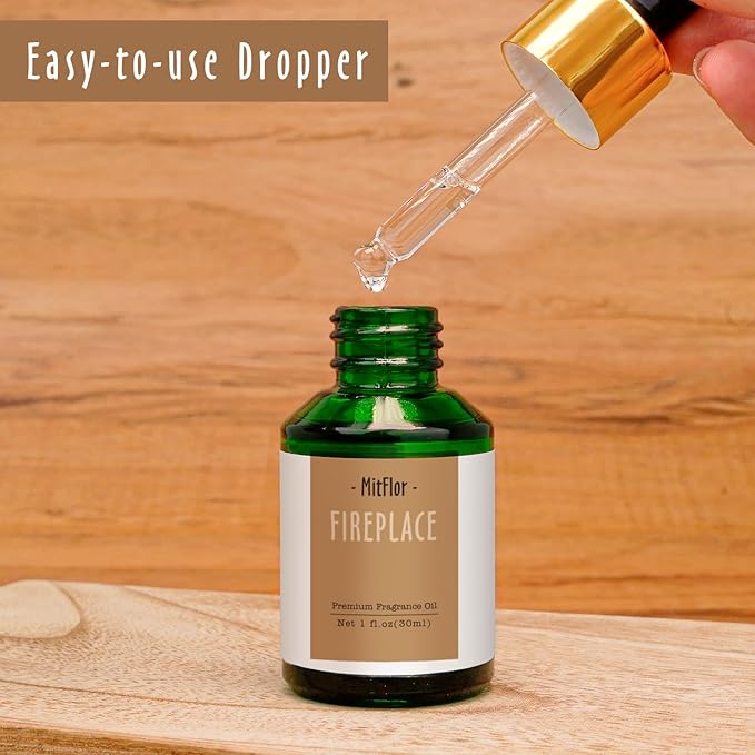Fireplace Fragrance Oils, MitFlor 30ml Scented Essential Oil for Diffuser, Premium Fragrance Oil for Candle & Soap Making, Winter Aromatherapy Diffuser Oil, Warm & Woody Scent for Home Fragrance
