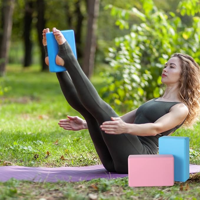 Meooeck 30 Pcs Yoga Blocks Bulk Eva Foam Block Pack, 9 x 6 x 3 Inch Exercise Brick Foam High Density Soft Non Slip Yoga Accessories for Exercise Pilates General Fitness and Workouts, Multicolor
