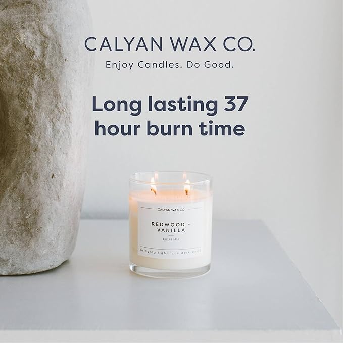 Calyan Wax Co. Passionfruit & Ginger 2 Wick Scented Candle - 37 Hour Burn - Luxury Non Toxic Soy Wax Candles - Long Lasting Large Glass Jar Candle for Home - 8.8oz