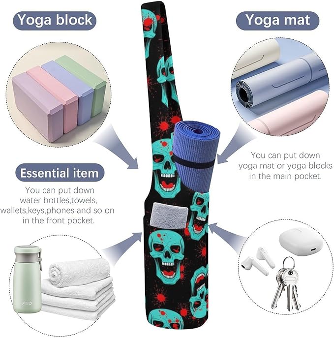 Meaudiwes Large Size Yoga Mat Bag with Long Strap, Yoga Mats Carrier Storage Bag, Exercise Mat Holder Accessories