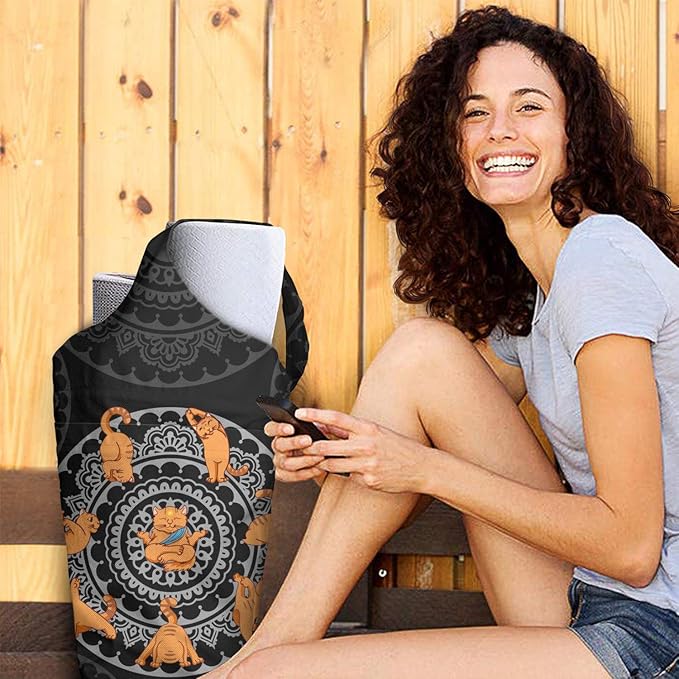Fashion Printed Yoga Mat Bag with Large Side Pocket & Zipper Pocket Long Tote Yoga Bag Fit Most Size Mats - Holds More Yoga Accessories