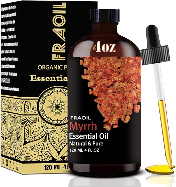 Myrrh Essential Oil, Myrrh Oil 4 Fl Oz 120ML for Diffuser Humidifier Yoga Cleaning DIY Candle Soap Making Perfume Gift for Women Essential Oils
