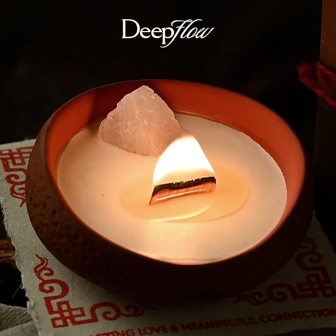 DeepFlow Heart Healing Candle, Rose Quartz Gentle Confidence, Love Attraction Warmth, Natural Wellness Balance Blend, Peach Floral Scent for Emotional Connection Gift (Rose Quartz)