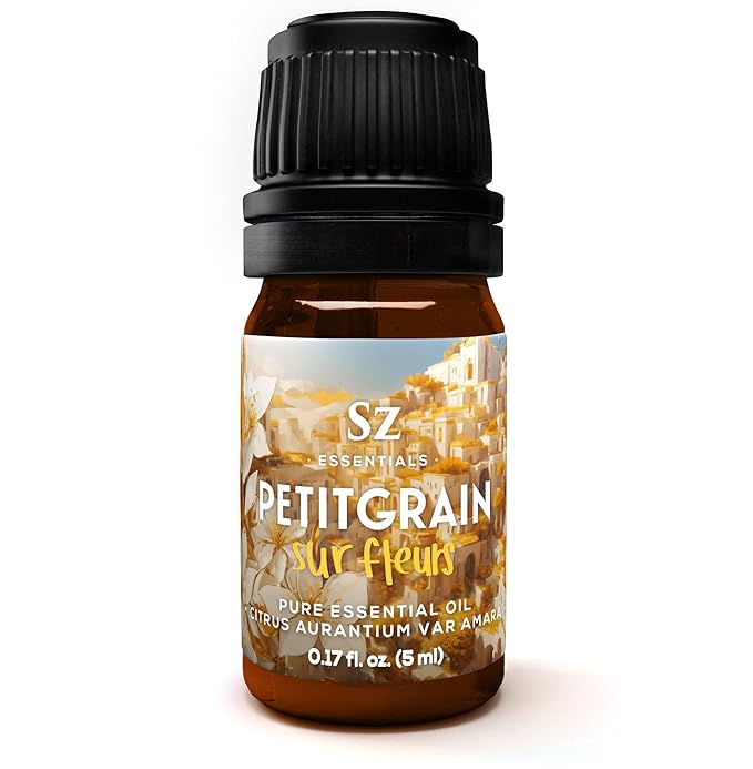 Petitgrain Sur Fleurs Essential Oil - 100% Pure and Undiluted - Extracted from Neroli-Bitter Orange Tree - Citrusy & Woody Scent with Fresh Neroli Floral Overtones - Therapeutic Grade