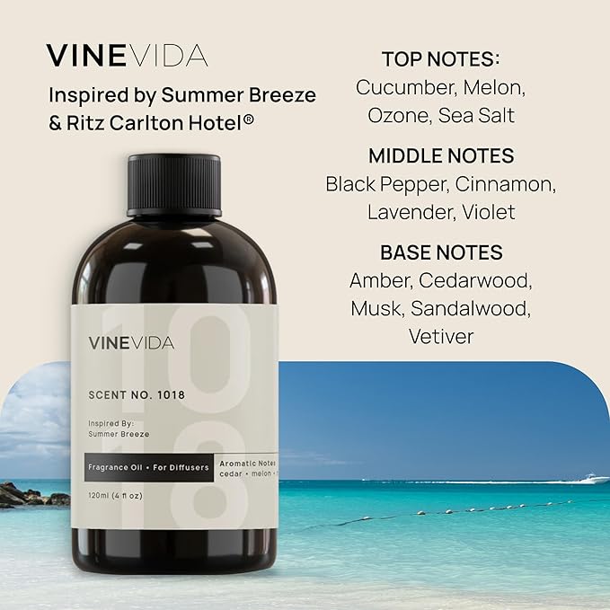 VINEVIDA (128oz) Fragrance Collection Diffuser Oil - Hotel Scent for Home - Cold Air Diffuser Oil - Essential Oil No.1018 Inspired by Ritz Carlton
