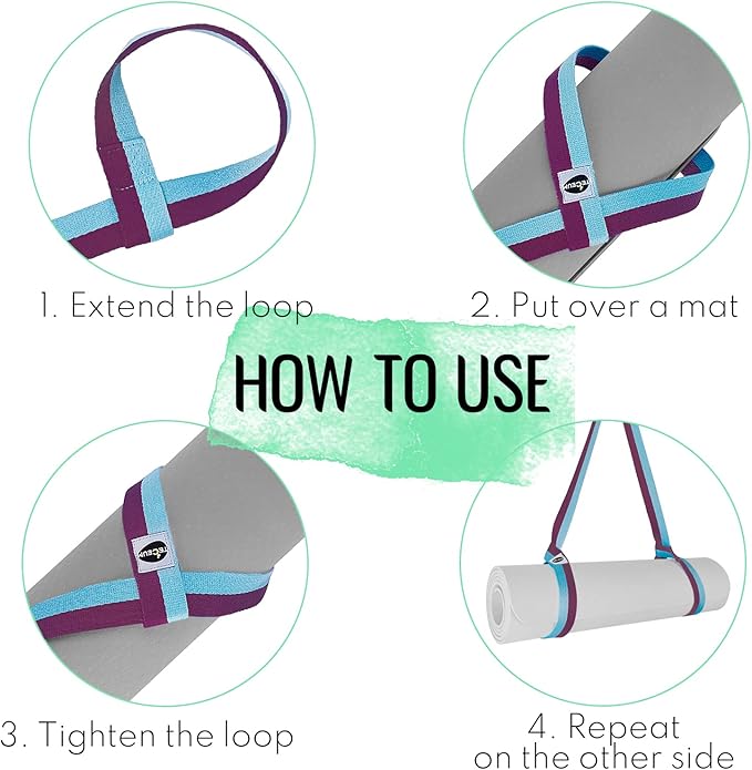 TECEUM Yoga Mat Strap – 30+ Colors – Adjustable Mat Holder Sling Carrier for All Mats [Mat Not Included]