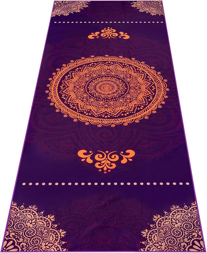 Heathyoga Non Slip Hot Yoga Towel, 100% Microfiber Non Slip Yoga Mat Towel for Hot Yoga, Pilates and Fitness, Exclusive Corner Pockets Design + Free Spray Bottle