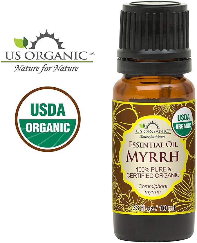 US Organic 100% Genuine Myrrh Essential Oil - Sourced from The Horn of Africa, USDA Certified Organic, Extracted by Hydro-Distillation (Myrrh, 10 ml)