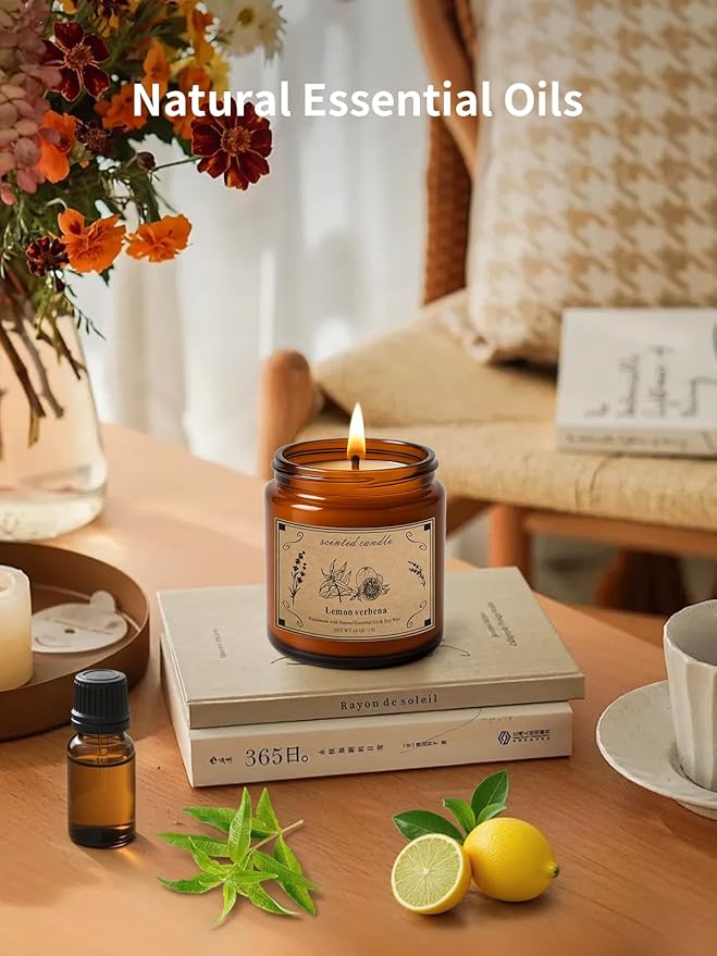 Scented Candles for Home, 16oz Large Jar Scented Candle – Lemon Verbena Soy Wax Candle with 100 Hour Burn Time, Long Lasting Aromatherapy Candle for Home Fragrance, Relaxation & Gift for Women/Men