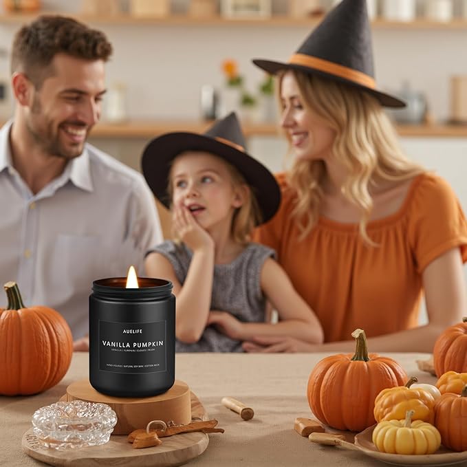 Fall & Winter Holiday Candle Set – 4-Pack Cozy Soy Candles with Pumpkin Vanilla, Cinnamon Apple, Harvest Season & Maple Syrup Latte – Warm Seasonal Christmas & Birthday Gifts