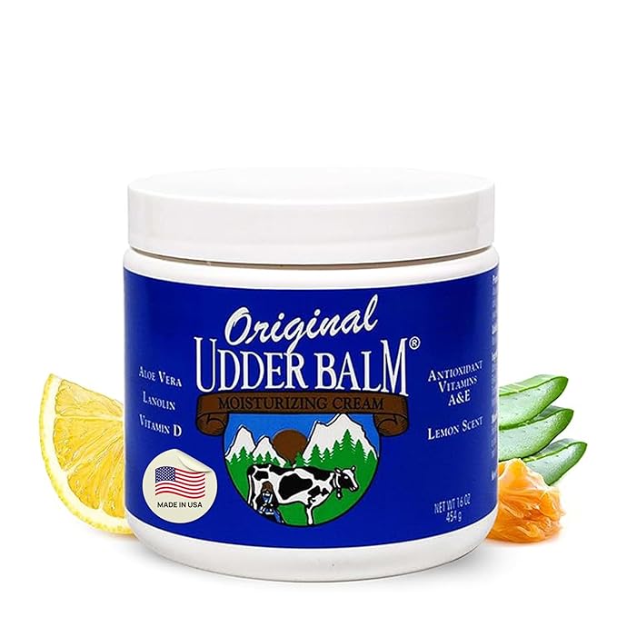 Original Udder Balm Jar - Made in USA - Extra Thick Udder Cream & Hand Balm for Dry Skin, Cracked Heels, Rough Hands – Deep Moisture Heel Cream & Foot Moisturizer with Aloe Vera, 16 Fl Oz
