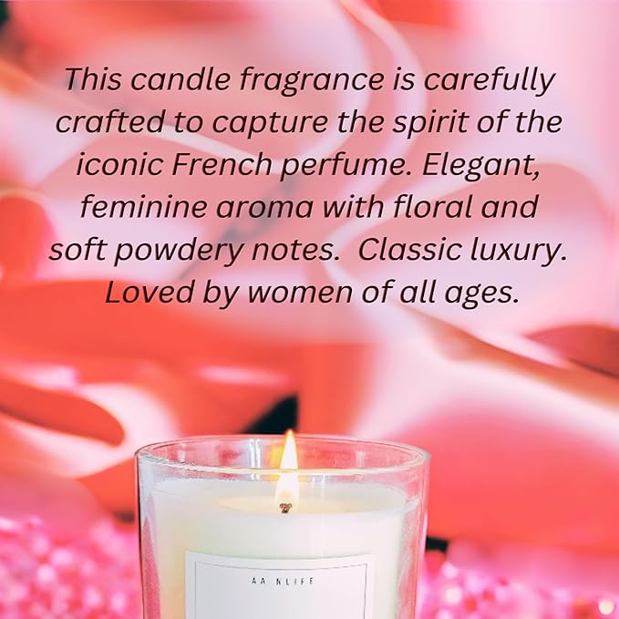 Luxury Scented Candle Inspired by Iconic French Perfume, 50 Hr Burn, Signature Edition,10 oz, Gift for Women, Premium American Organic Wax, USA
