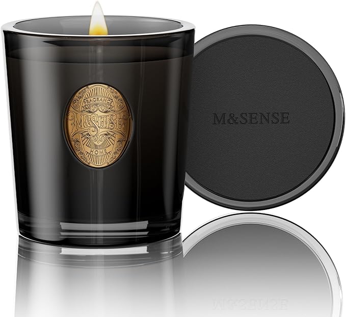 M&SENSE Natural Soy Candle | Crisp Chill & Black | 9.2 oz, 50H Burn Time | Luxury Scented Candle for Him,for Relaxation, Gifting, Home Décor | Ideal for Bedroom, Office, Party Ambiance