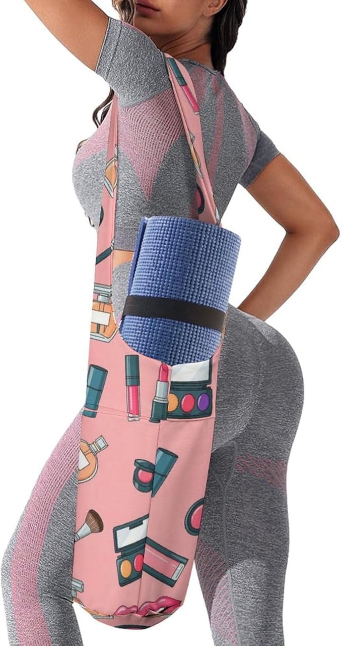 Meaudiwes Yoga Mat Bag for Women, Stylish Yoga Mat Tote Sling Carrier Bag, Long Strap Exercise Mats Totes Sport Storage Bag