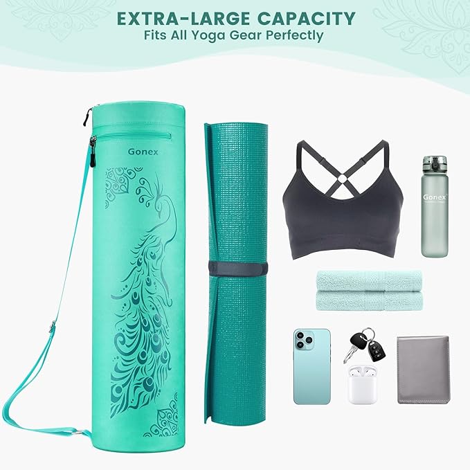 Gonex Yoga Mat Bag, Yoga Mat Carrier Full-Zip Exercise Yoga Mat Carry Bag for Women Men with 2 Multi-Functional Storage Cargo Pockets Extra Wide Adjustable Shoulder Strap