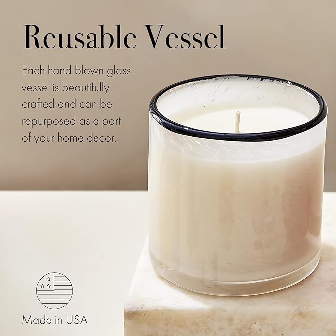 LAFCO New York Classic Candle, Champagne - Pack of 2, 6.5 oz - 50-Hour Burn Time - Reusable, Hand Blown Glass Vessel - Made in The USA