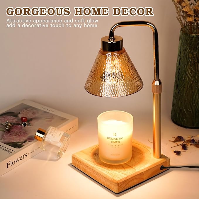 Modern Candle Warmer Lamp, Dimmable Candle Lamp Warmer with Timer, Birthday Gifts for Women Who Have Everything, for Mom, Adjustable Men's Candle Lamp, Cozy Living Room Bedroom Decor