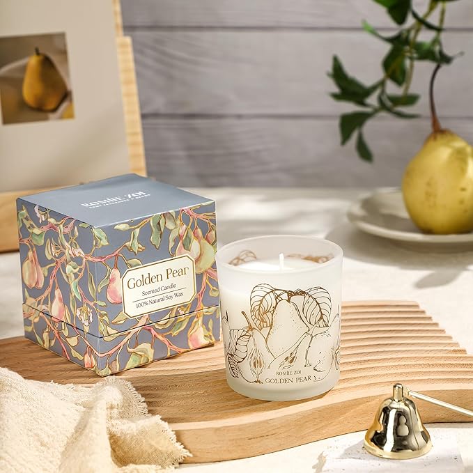 ROMIIE ZOI Scented Candle - Golden Pear- 6oz Aromatherapy Soy Wax Jar Candle for Home, Gifts for Women - 170g