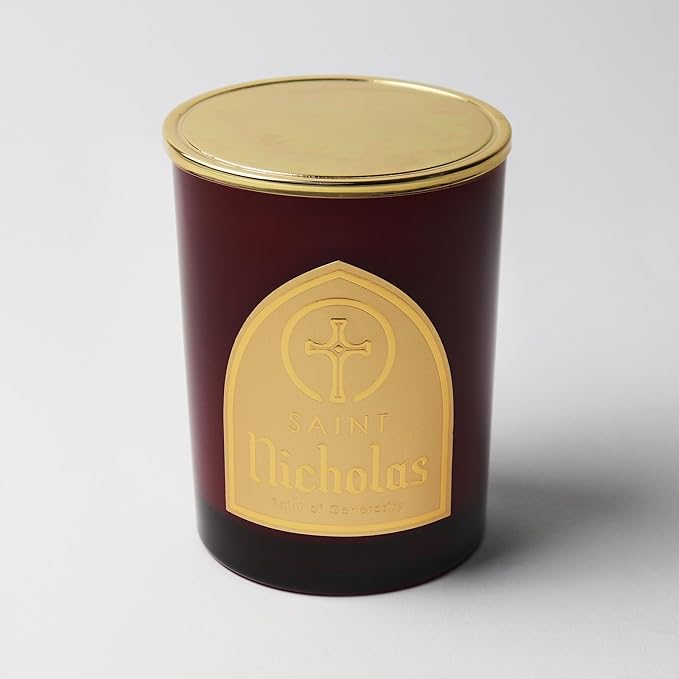 Saint Nicholas Scented Candle with Prayer and Prayer Coin, Saint of Generosity, Soy Coconut Aromatherapy Candle with 80 Hour Burn Time, Special Edition