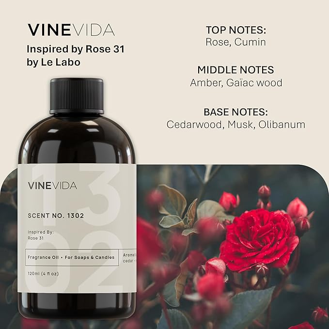 VINEVIDA [4oz] Scent No.1302 Fragrance Oil for Candle & Soap Making - Natural Candle Scents Made in USA