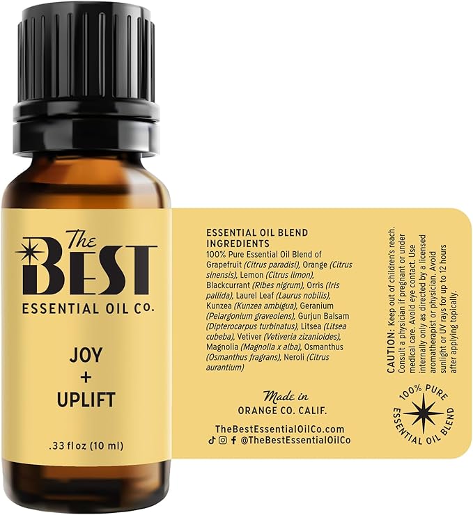 The Best Joy + Uplift Essential Oil Blend- Premium Grade- 100% Pure & Natural for Aromatherapy, Diffuser, Spa, Massage, Air Freshener- 10 ml (.33 fl oz)