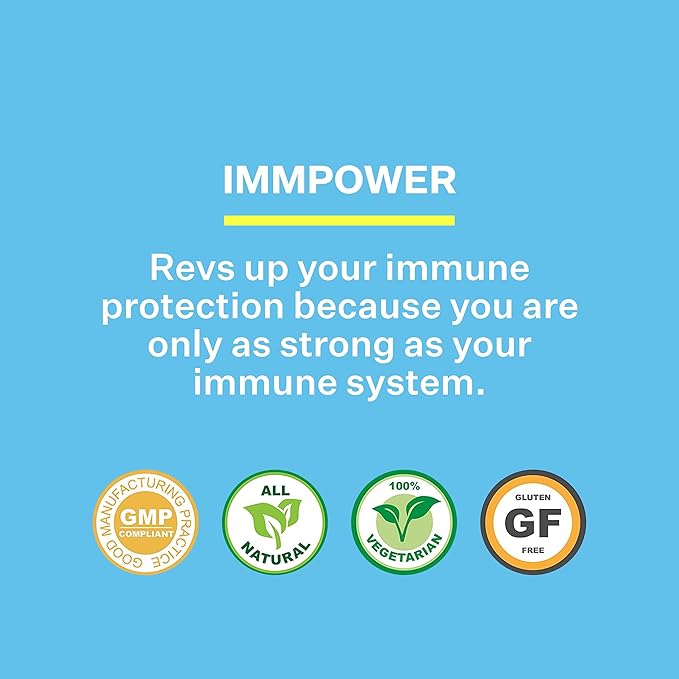American BioSciences ImmPower AHCC Supplement, Vegetarian Capsules, Enhanced Immune Support, Natural Killer Cell Activity and Cytokine Production, 500 milligrams per Capsule (30 Count)