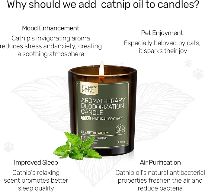 Odor Eliminating Candle, Lily of The Valley Scented Candle, Pet-Friendly Soy Candles, 60 Hours, 7 oz