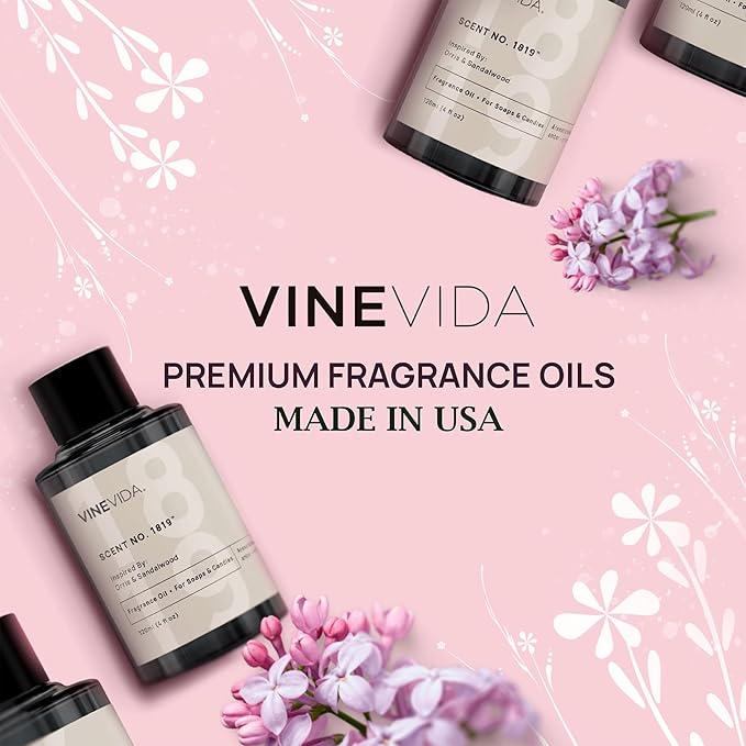 VINEVIDA [120mL] Dark Amber & Ginger Lily Fragrance Oil for Candle Making - Natural Candle Oil Scents - Soap Making Essential Oil - Made in USA