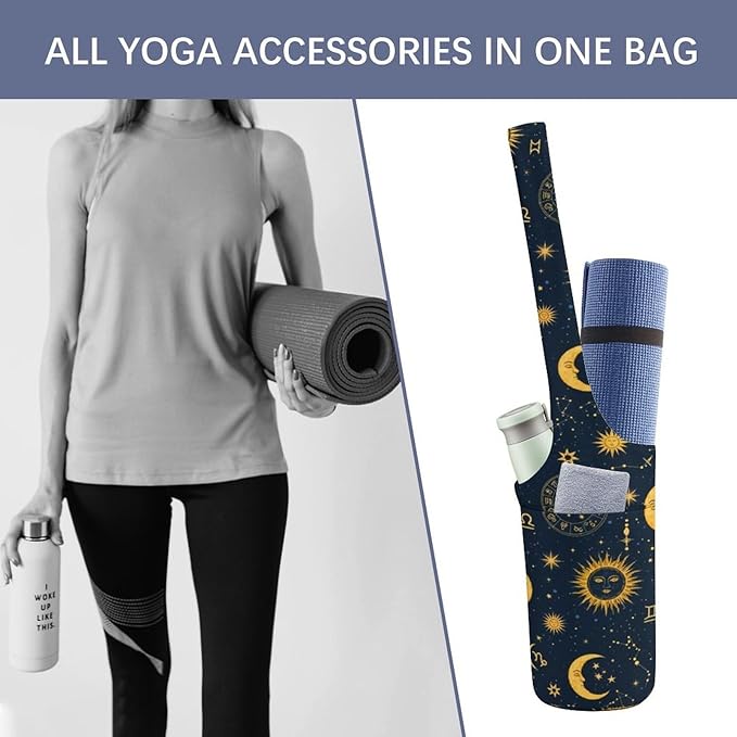 Aiyoolee Portable Yoga Mat Carrier Single Shoulder Bag with Pocket Spacious for Yoga Gym Fitness Travel