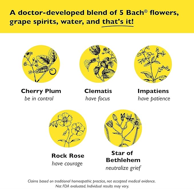Bach RESCUE REMEDY Dropper 20mL, Natural Stress Relief, Homeopathic Flower Essence, Vegan, Gluten & Sugar-Free, Non-Habit Forming