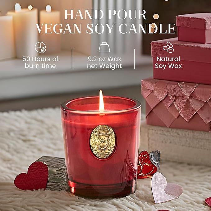 M&SENSE Natural Strong Soy Candle | Red Camellia & Vivid Red | 9.2 oz, 50H Burn Time | Luxury Scented Candle for Relaxation, Gifting, Home Décor | Ideal for Bedroom, Office, Party Ambiance