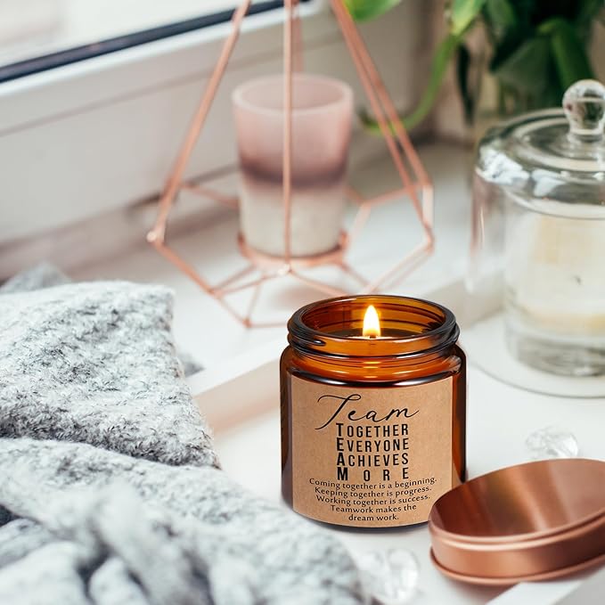 Fumete 10 Pcs Jars Scented Soy Candles 3.5 oz May You Be Proud of The Difference Candles Valentines Team Thank You Gifts Employees Coworker Appreciation Volunteers Nurse Teachers(Amber,Team)