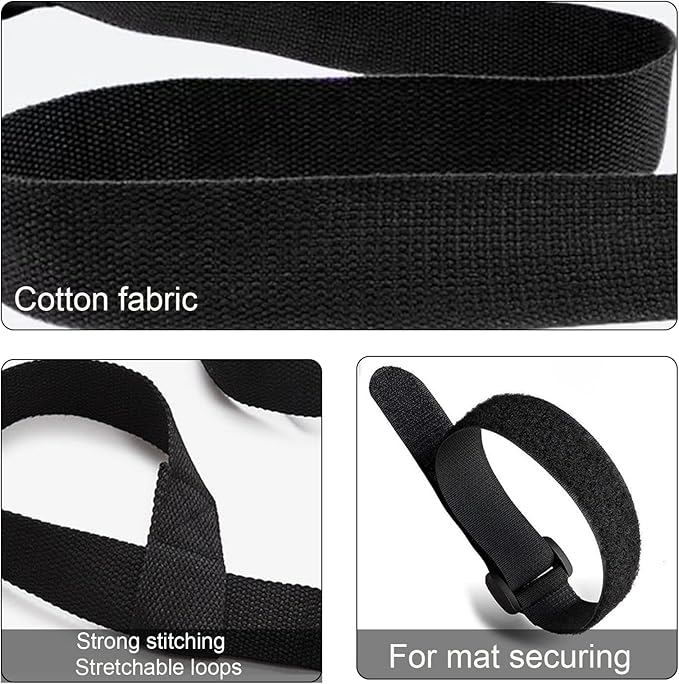 AzulySlec Yoga Mat Strap, 2-Pack Adjustable Wide Shoulder Straps for Carrying Yoga Mats, Exercise Mats, Playmats, and Fitness Mats, Black