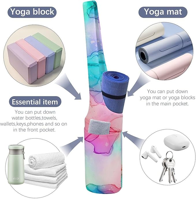 Meaudiwes Large Size Yoga Mat Bag with Long Strap, Yoga Mats Carrier Storage Bag, Exercise Mat Holder Accessories