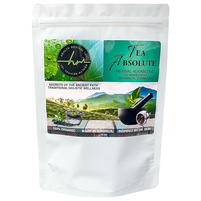 Tea Absolute AlkaBlend – Organic Alkaline Herbal Tea for Detox, Digestion, Immunity & Energy Support – 20-Herb Dr. Sebi–Inspired Loose Leaf Blend – Liver & Kidney Cleanse, Anti-Inflammatory, Caffeine-Free, Vegan, Non-GMO