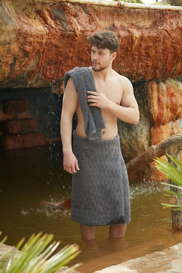 BAGNO MILANO Turkish Bath Towels, Soft Plush Jacquard Luxury Bath Towels, Quick Dry Towel Set (Grey, 6 pcs Towel Set)