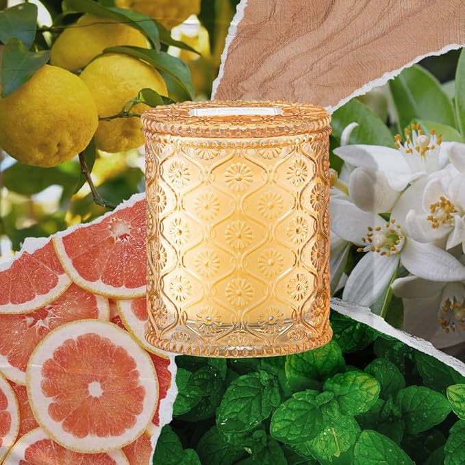 LA JOLIE MUSE Yuzu & Neroli Blossom Candle - Yuzu, Orange Blossom, Cedarwood | 6 oz Natural Soy Wax | 40 Hours Clean Burn | Citrus Scented Candle | Gift-Ready for Hosts & Gatherings
