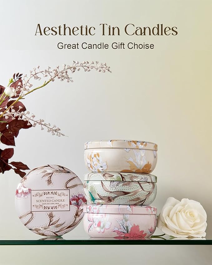 M&SENSE Clean Cotton Scented Candles, Large 3 Wick Soy Tin Candle, Over 40 Hour Burning Time, 100% Natural Vegan Wax, Relaxing Aromatherapy Aesthetic Candle Gift for Women and Men