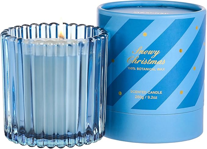 M&SENSE Snowy Christmas Scented Candles, Jar Candle, Christmas Fall Gifts for Home Decor, 60 Hours Burning, Natural Soy Wax Relaxing Aromatherapy Candle