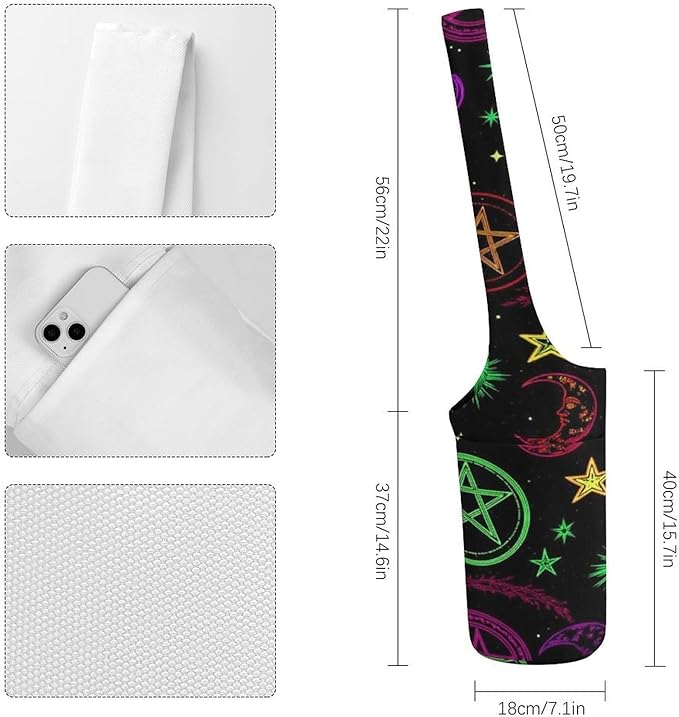 Meaudiwes Yoga Mat Bag for Women, Stylish Yoga Mat Tote Sling Carrier Bag, Long Strap Exercise Mats Totes Sport Storage Bag