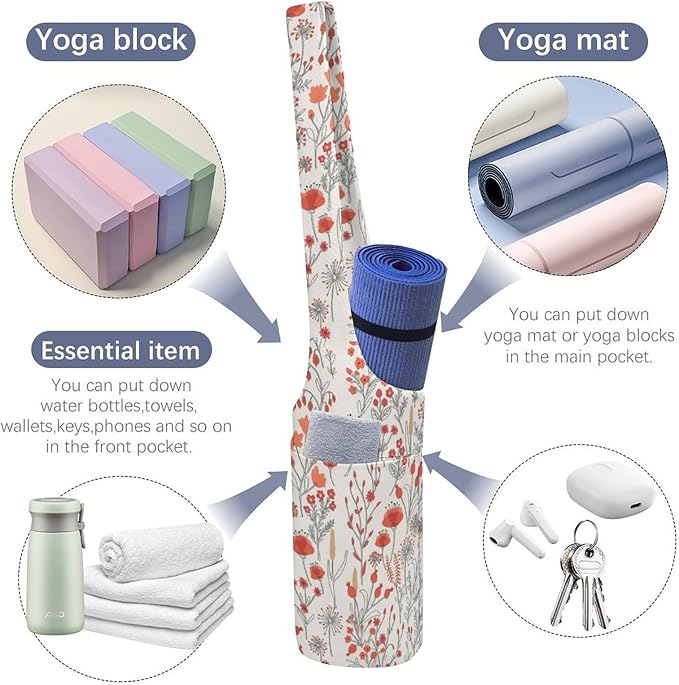 KKdskkds Fresh AvocadoYoga Mat Bag Large Opening Long Tote Yoga Mat with Pocket Fit Most Size Mats