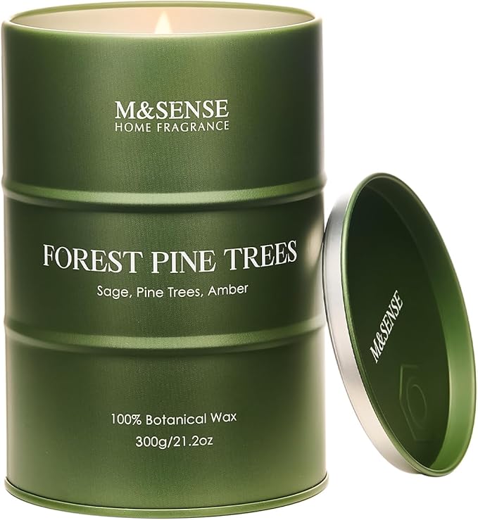 M&SENSE Frosted Pine Scented Candles Natural Non Toxic, Aromatherapy Candle for Stress Relief Meditation Relaxing, Housewarming Gifts for Women Men, 11.3oz 70 Hour Long Burning
