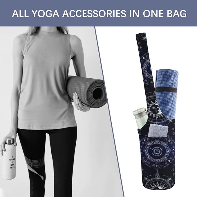 Meaudiwes Stylish Yoga Mat Bag for Women Exercise Mat Holder with Shoulder Strap Yoga Mats Totes Sports Storage Bag