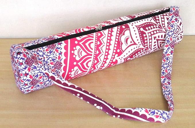 INDIAN CRAFT CASTLE ICC Yoga Mat Bag Carrier Full-Zip Exercise Yoga Mat Carry Bag for Women Men with Multi-Functional Storage Pockets and Adjustable Shoulder Strap 26X6 Inches