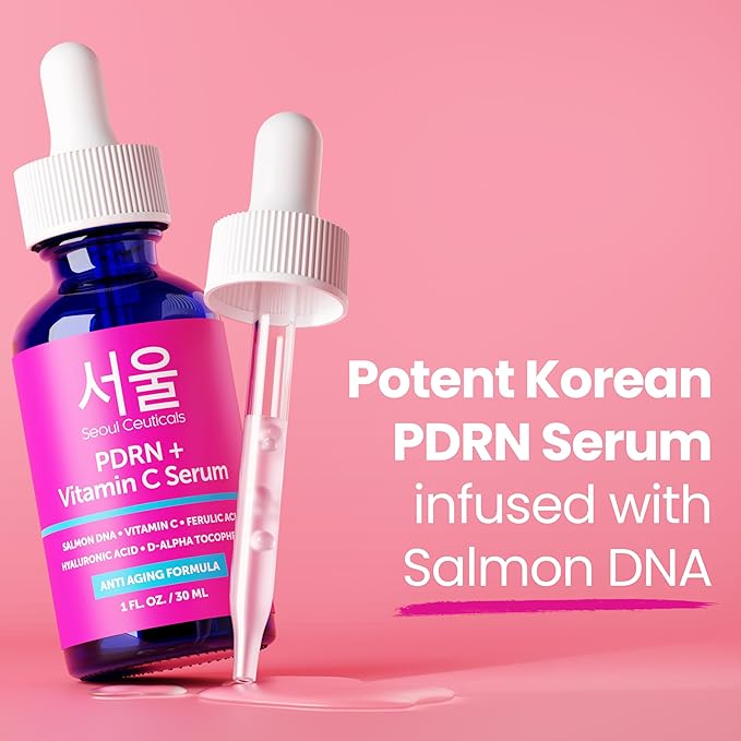 SeoulCeuticals PDRN Serum Salmon DNA Vitamin C Serum – Korean Skincare Anti Aging PDNR Skin Repair Booster – K Beauty PDRM Skin Care for Face 1oz
