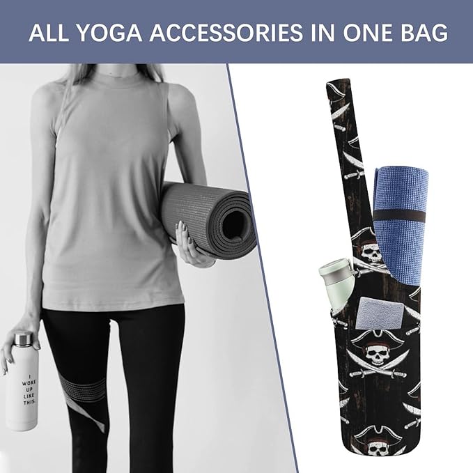 Aiyoolee Yoga Mat Bags, Large Tote Yoga Mat Carrier Holder with Water Bottle Pocket, Adjustable Shoulder Strap Storage Bag