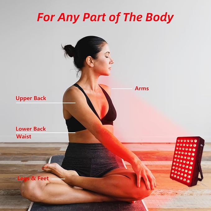 Red Light Therapy Panel for Body and Face, 660nm Red 850nm and Near Infrared Panel Built-in Timer, 60 LEDs High Power, Promote Sleep, Improve The Body, Relieve Muscle Fatigue（E300-Black)